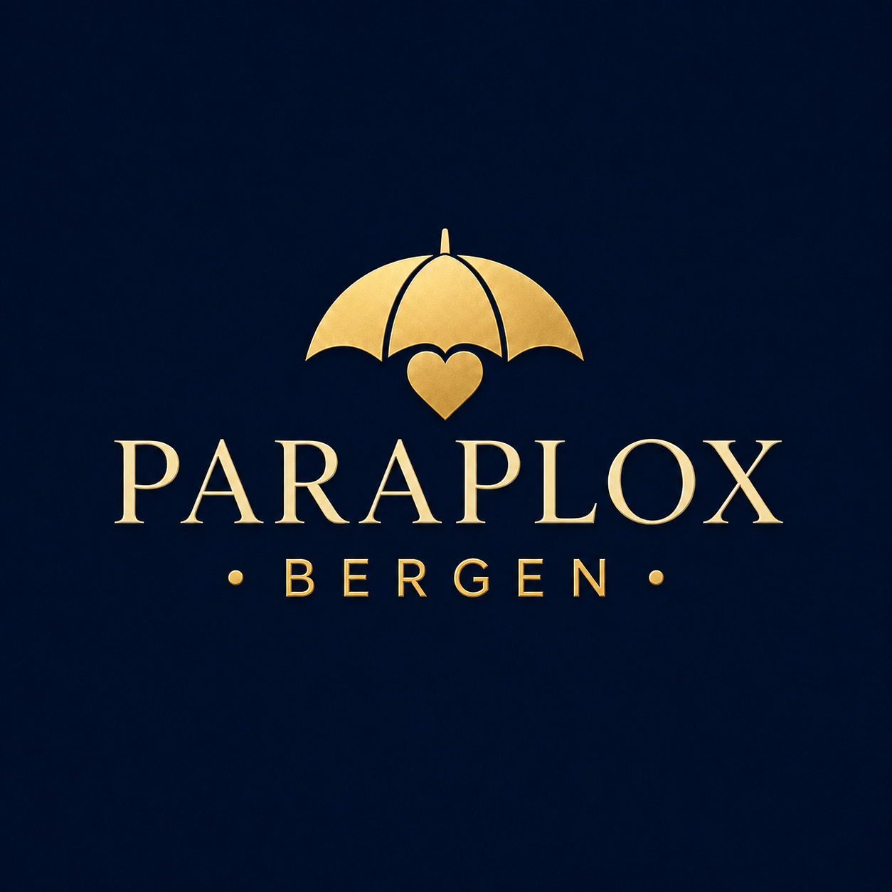 Paraplox Bergen-logo i mørkeblått og gull